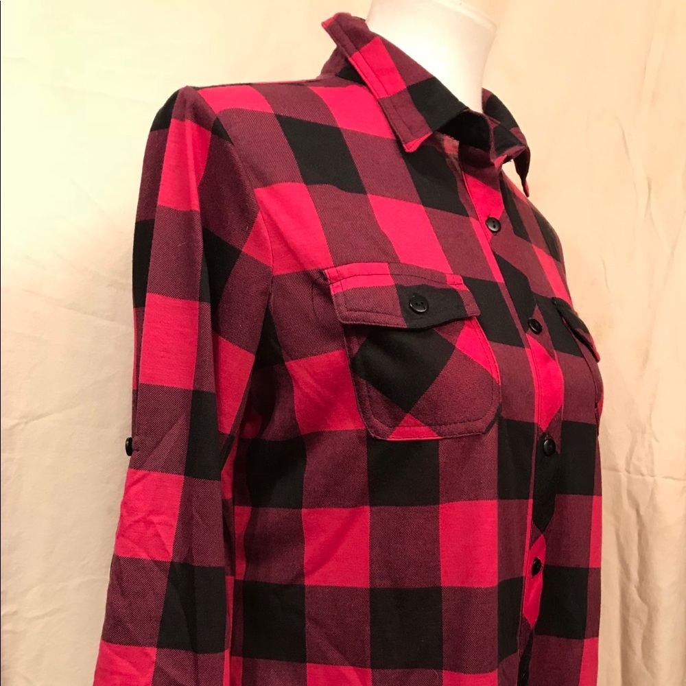 Love 💕 Potion Pink & Black Plaid Shirt